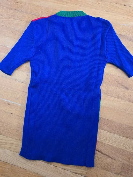 Vintage deadstock colourblock knit polo short sleeve sweater - Picture 4 of 6
